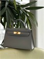 HERMES сумка Mini Kelly кожа Эпсом 19 см серая золото СК-00313