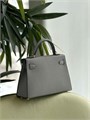 HERMES сумка Mini Kelly кожа Эпсом 19 см серая золото СК-00313