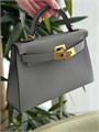 HERMES сумка Mini Kelly кожа Эпсом 19 см серая золото СК-00313