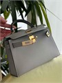 HERMES сумка Mini Kelly кожа Эпсом 19 см серая золото СК-00313