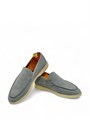 LORO PIANA лоферы низкие замша светло-серые с черной строчкой и белой подошвой ОК-2542