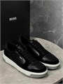 HUGO BOSS кеды черные на серо-белой подошве тисненный лого с боку ОС-2156