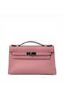 HERMES клатч POCHETTE 22 см розовая кожа свифт серебро СК-01296