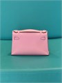 HERMES клатч POCHETTE 22 см розовая кожа свифт серебро СК-01296