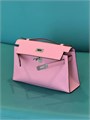 HERMES клатч POCHETTE 22 см розовая кожа свифт серебро СК-01296