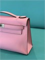 HERMES клатч POCHETTE 22 см розовая кожа свифт серебро СК-01296