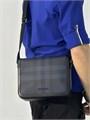 BURBERRY мессенджер с клапаном  на магнитах канва в клетку синего цвета с кожанной отделкой по краю МС-0026