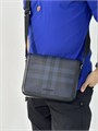 BURBERRY мессенджер с клапаном  на магнитах канва в клетку синего цвета с кожанной отделкой по краю МС-0026