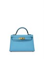 HERMES сумка mini Kelly 19 см кожа Эпсом голубая золото СК-01354