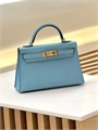 HERMES сумка mini Kelly 19 см кожа Эпсом голубая золото СК-01354