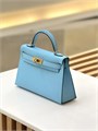 HERMES сумка mini Kelly 19 см кожа Эпсом голубая золото СК-01354