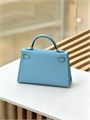 HERMES сумка mini Kelly 19 см кожа Эпсом голубая золото СК-01354
