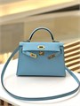 HERMES сумка mini Kelly 19 см кожа Эпсом голубая золото СК-01354