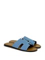 HERMES Тапочки из синей джинсы горчичная стелька ОЛ-2313