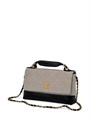 CHANEL сумка клетка замша серая и черная кожа золото СК-00287