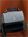 CHANEL сумка клетка замша серая и черная кожа золото СК-00287