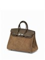 HERMES сумка Birkin 25 см коричневая замша серебро СК-00613