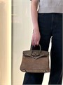 HERMES сумка Birkin 25 см коричневая замша серебро СК-00613