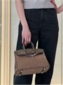 HERMES сумка Birkin 25 см коричневая замша серебро СК-00613
