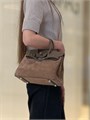 HERMES сумка Birkin 25 см коричневая замша серебро СК-00613