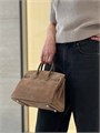 HERMES сумка Birkin 25 см коричневая замша серебро СК-00613