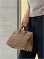 HERMES сумка Birkin 25 см коричневая замша серебро СК-00613