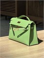 HERMES клатч POCHETTE 22 см кожа свифт зеленая золото СК-01462