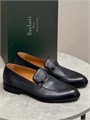 Berluti лоферы с металлической перемычкой зернистая кожа синего цвета на кожаной подошве ОК-2359