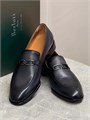 Berluti лоферы с металлической перемычкой зернистая кожа синего цвета на кожаной подошве ОК-2359