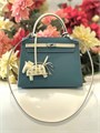 HERMES сумка Kelly кожа Эпсом 25 см сине-молочная серебро СК-00410