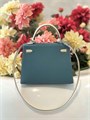 HERMES сумка Kelly кожа Эпсом 25 см сине-молочная серебро СК-00410