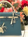 HERMES сумка Kelly кожа Эпсом 25 см сине-молочная серебро СК-00410