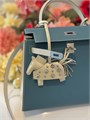 HERMES сумка Kelly кожа Эпсом 25 см сине-молочная серебро СК-00410