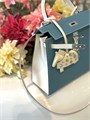 HERMES сумка Kelly кожа Эпсом 25 см сине-молочная серебро СК-00410