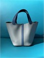 HERMES Picotin 18 см серо-синяя золото СК-00509