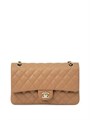 CHANEL сумка 2.55 кожа икра в клетку 25 см бежевая золото СК-01357