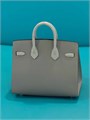 HERMES сумка Birkin 20 см кожа эпсом и кожа крокодила серая золото СК-00459