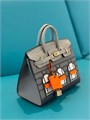 HERMES сумка Birkin 20 см кожа эпсом и кожа крокодила серая золото СК-00459