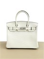 HERMES сумка Birkin 30 см кожа крокодила молочная серебро СК-01617