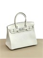 HERMES сумка Birkin 30 см кожа крокодила молочная серебро СК-01617