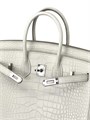 HERMES сумка Birkin 30 см кожа крокодила молочная серебро СК-01617