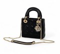 DIOR LADY сумка 17 см гладкая кожа черная золото СК-01161