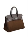 HERMES сумка Birkin замша 30 см коричневая серебро СК-00423