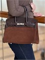 HERMES сумка Birkin замша 30 см коричневая серебро СК-00423