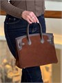HERMES сумка Birkin замша 30 см коричневая серебро СК-00423