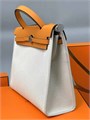 HERMES Herbag сумка 31 см бежевый текстиль оранжевая кожа серебро СК-01231