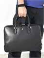 MONTBLANC портфель 2 отделения на молнии гладкая кожа черный ПР-01495