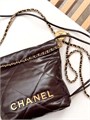 CHANEL Сумка 22 mini в клетку гладкая кожа бордовая СК-01358