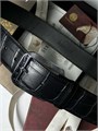 SR ремень крокодил джинсовый черный пряжка серебро РМ-0583