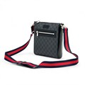 GUCCI мессенджер канва в серой монограмме с боковым карманом на молнии маленький МС-1865